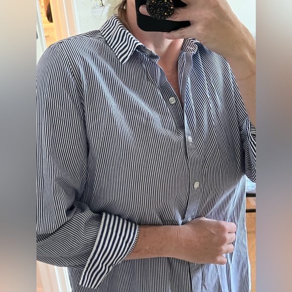 Chicos size 2 (12-14) striped button up 3/4 length sleeve top - Picture 3 of 8